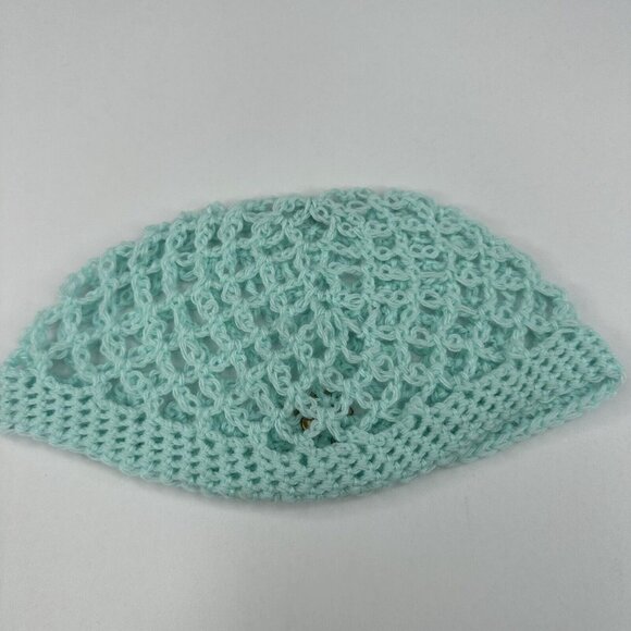 Handmade New Open Weave Fishnet Aunt Lynda's Ocean Cotton Knit Beanie- XXS/XS - Picture 7 of 10